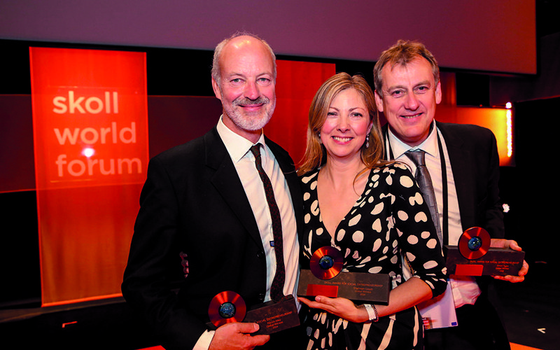 Global Witness founders Patrick Alley, Charmian Gooch and Simon Taylor at Skoll Foundation function