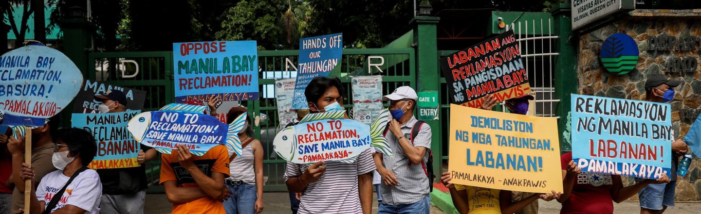 land defenders protest in philippines, asia pacific region banner