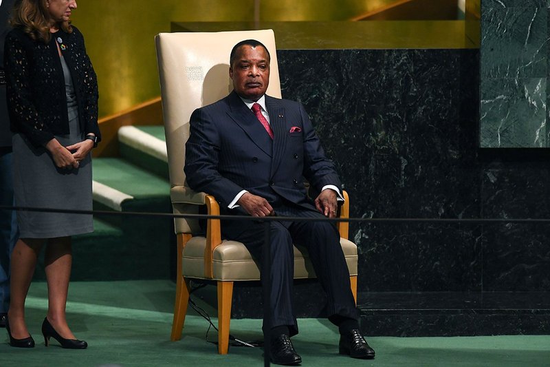 President of Republic of Congo, Denis Sassou-Nguesso sits in chair