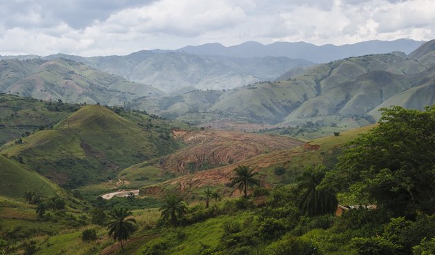 Mufa artisanal gold mining site is pictured amidst the hills of South Kivu, Democratic Republic of the Congo