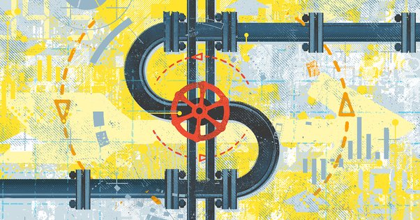 Oil gas and money flow illustration