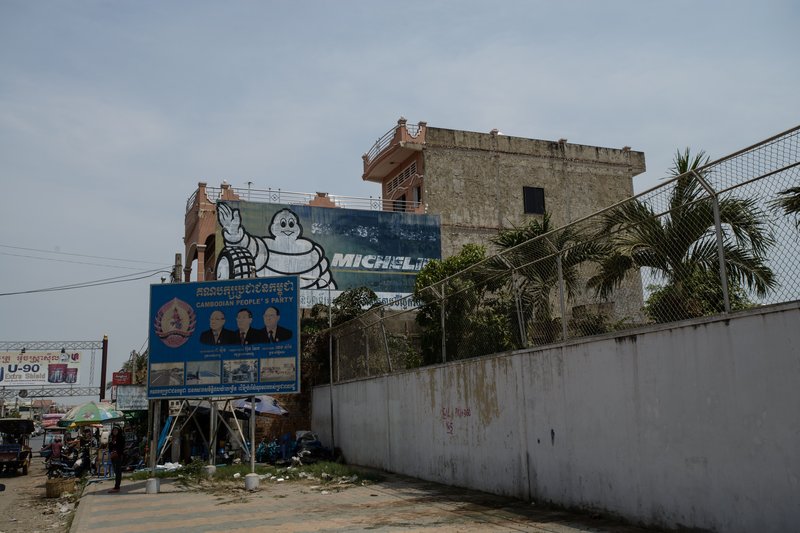 A sign for Michelin tyres seen in Phnom Penh, Cambodia, 2013