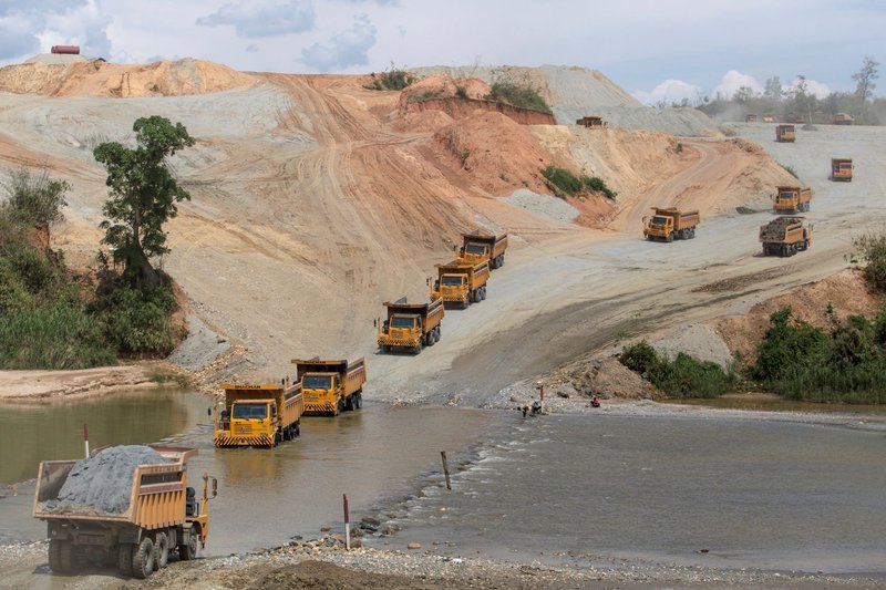 Dump trucks from
