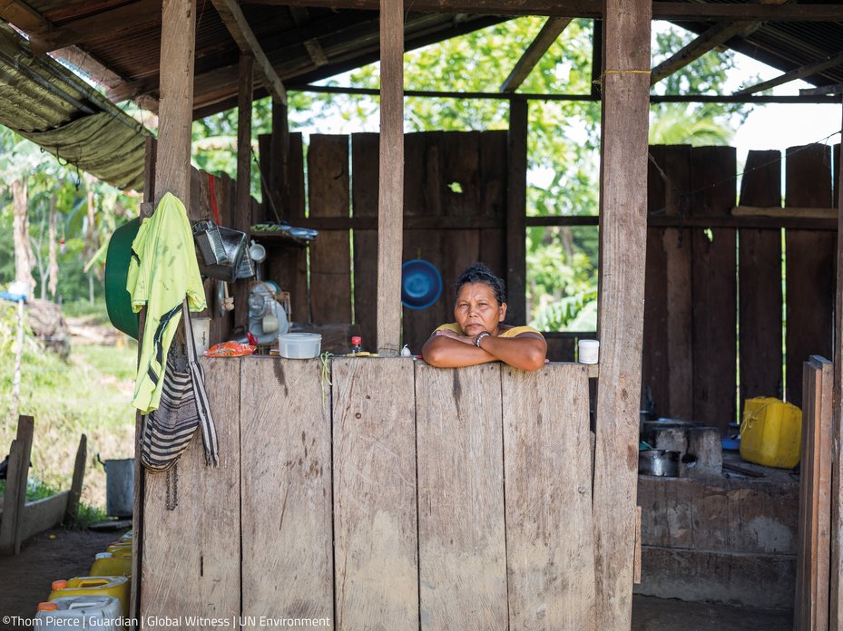 Colombia local community member in a hut