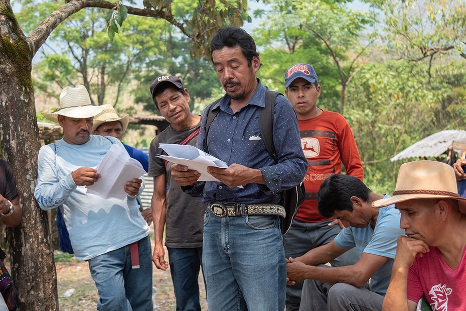 Environmental defender Francisco Morales speaking to community