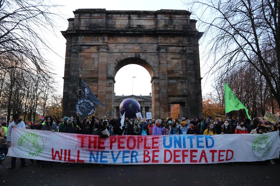 A climate justice rally and march organised by the COP26 Coalition