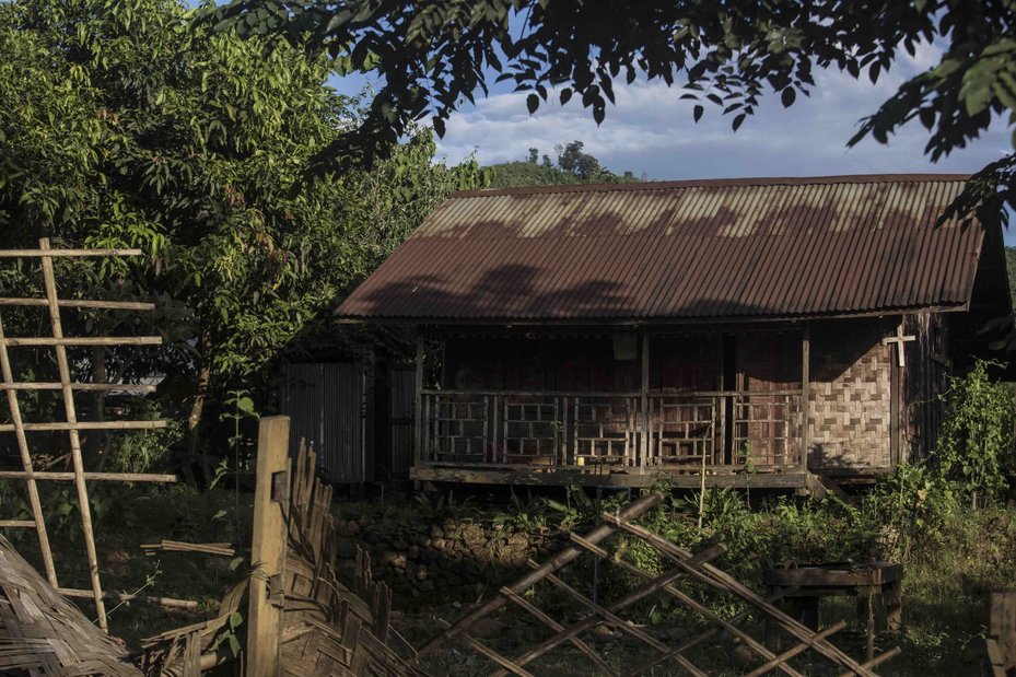 A house abandoned by a Kachin family because of the ongoing fighting in Kachin State