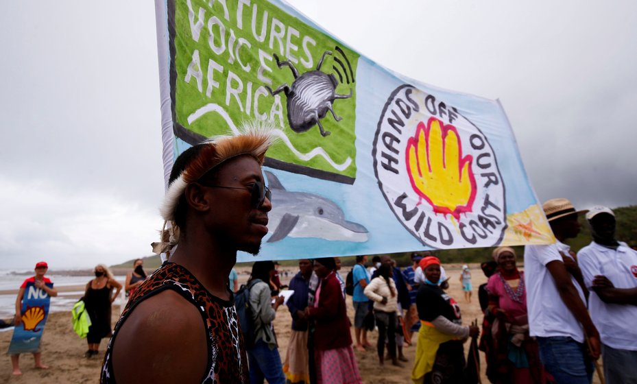 Residents join a demonstration against Royal Dutch Shell's plans, South Africa