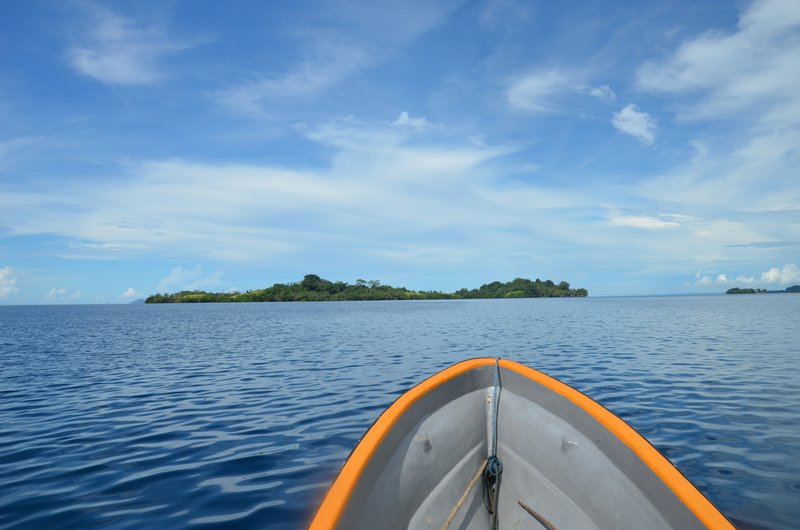 view from boat on ocean just off The South Coast of Manus Island, Papua New Guinea