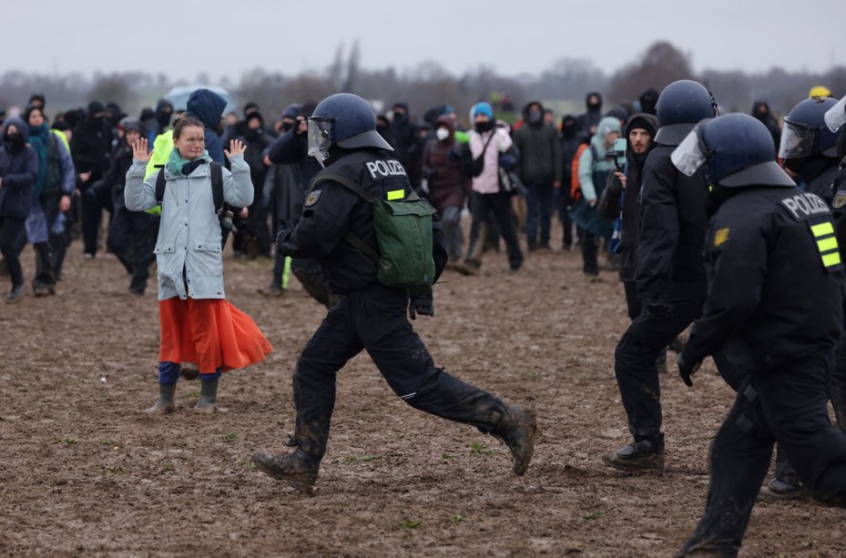 Thousands of protestors were forcefully dispersed by police with batons in Germany