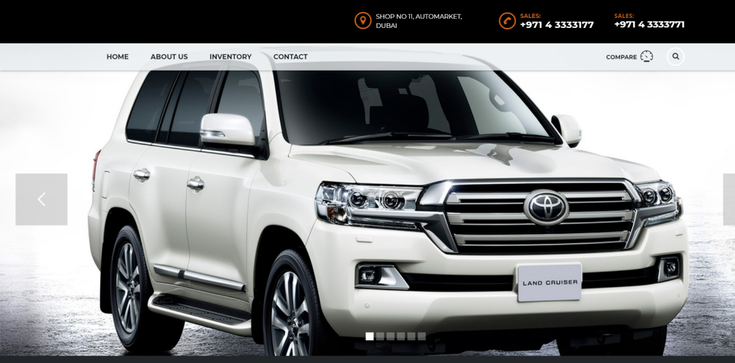 Source: screenshot of Car City LLC website home page showing a luxury Land Cruiser