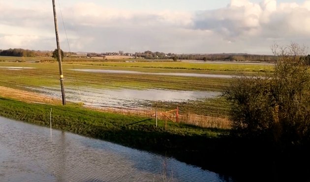 Flooded farm in North Lincolnshire