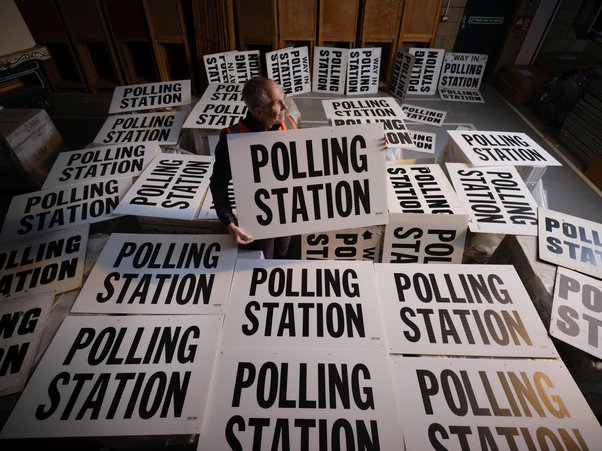 UK polling station sign