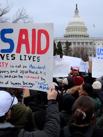 USAID supporters rally in Washington to protest against the Trump administration's freeze of foreign assistance