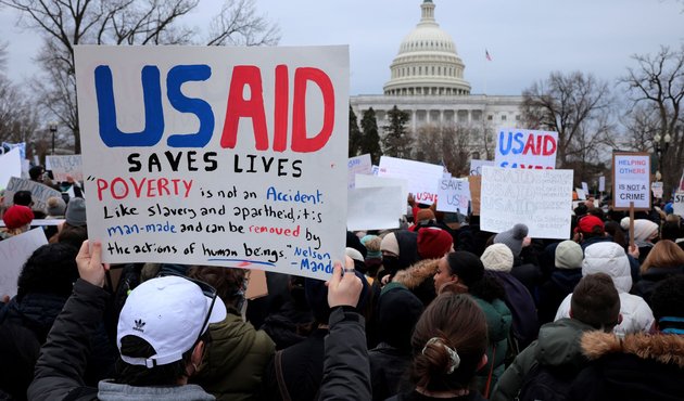 USAID supporters rally in Washington to protest against the Trump administration's freeze of foreign assistance