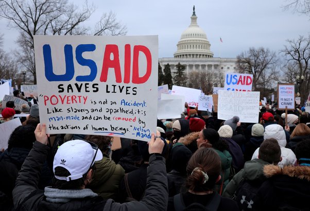USAID supporters rally in Washington to protest against the Trump administration's freeze of foreign assistance