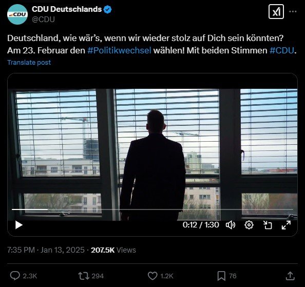 A post from CDU Deutschlands watched on X