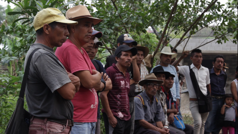 Community meeting in the Ixquisis region of San Mateo Ixtatá.