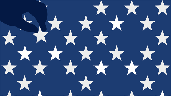 illustration showing hand picking off stars from American flag