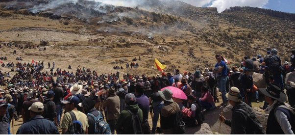 land and environmental defenders protest las bambas mine in peru